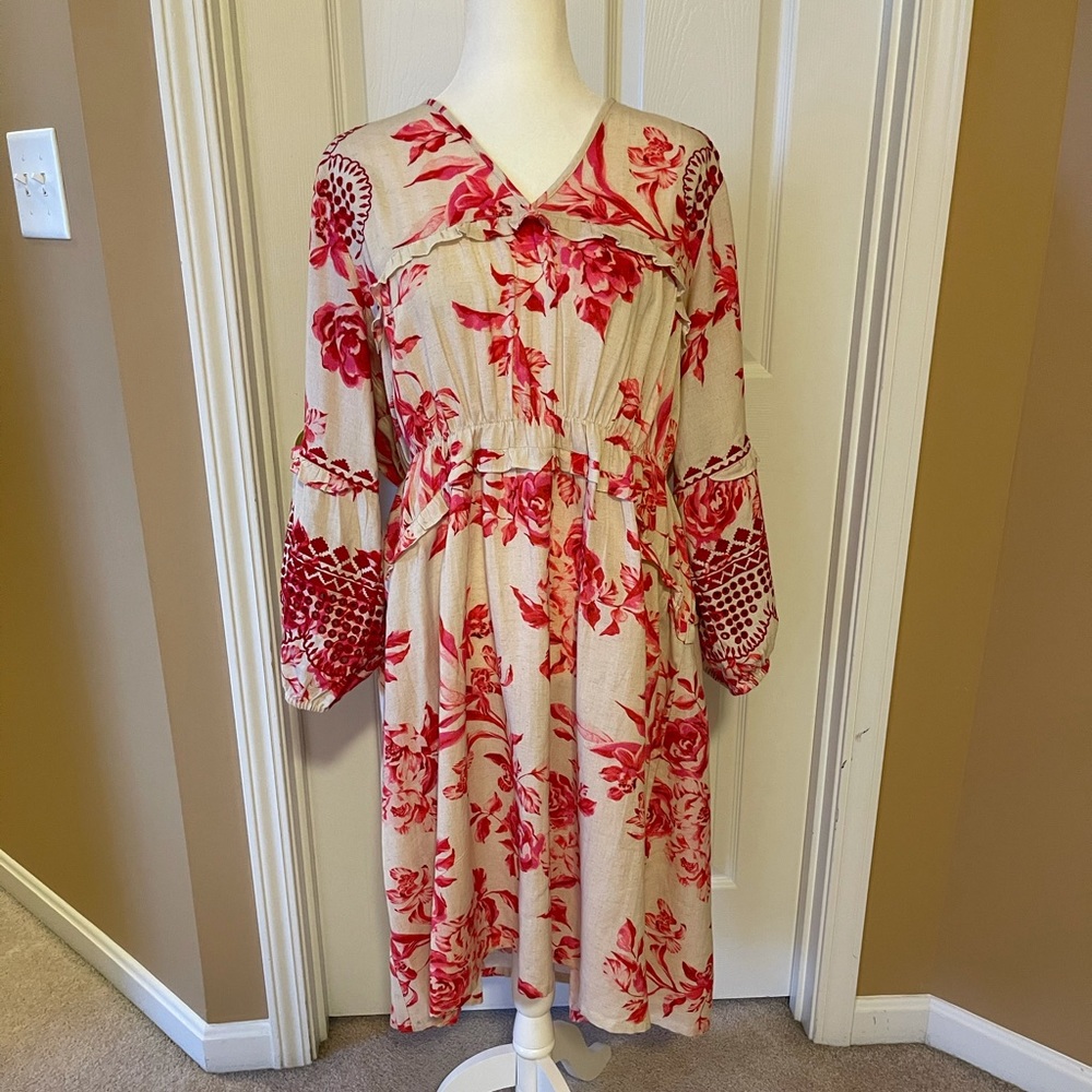 Anthropologie Vinett Bahl Thomasine Red Tunic